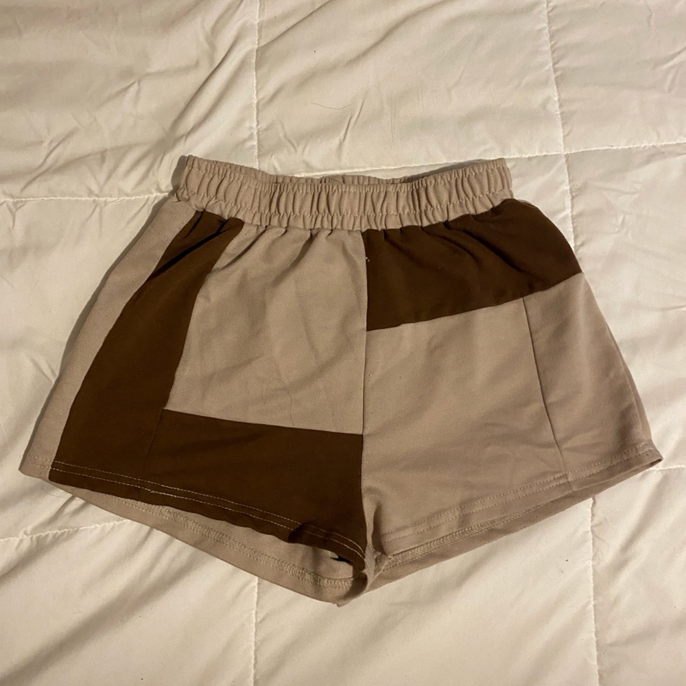 Brown/Tan Patchwork Style Sweatshorts